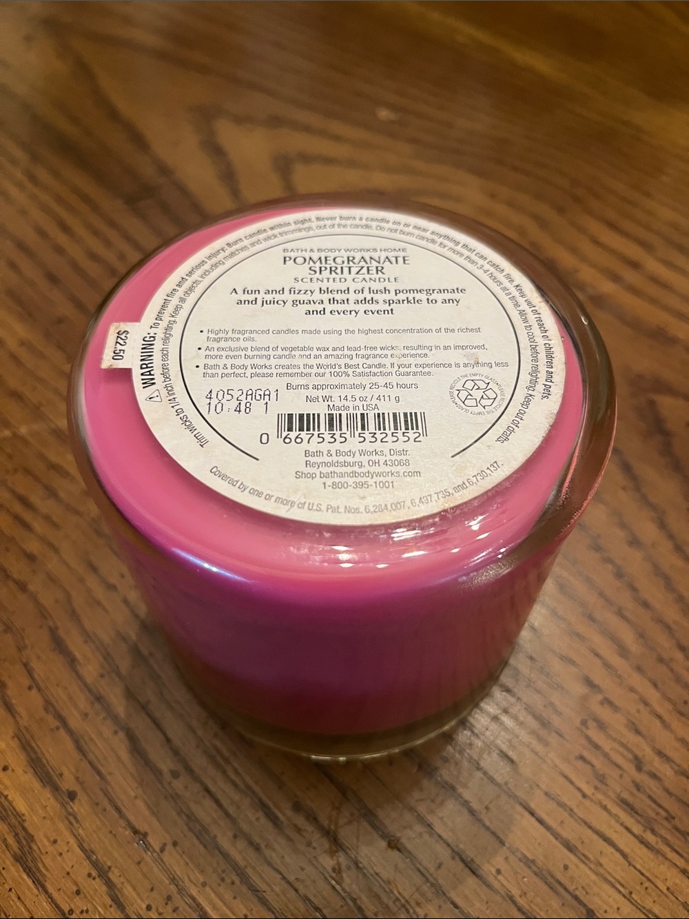 Bath & Body Works "Summer Sips" scented candle in Pomegranate Spritzer - Picture 8 of 10